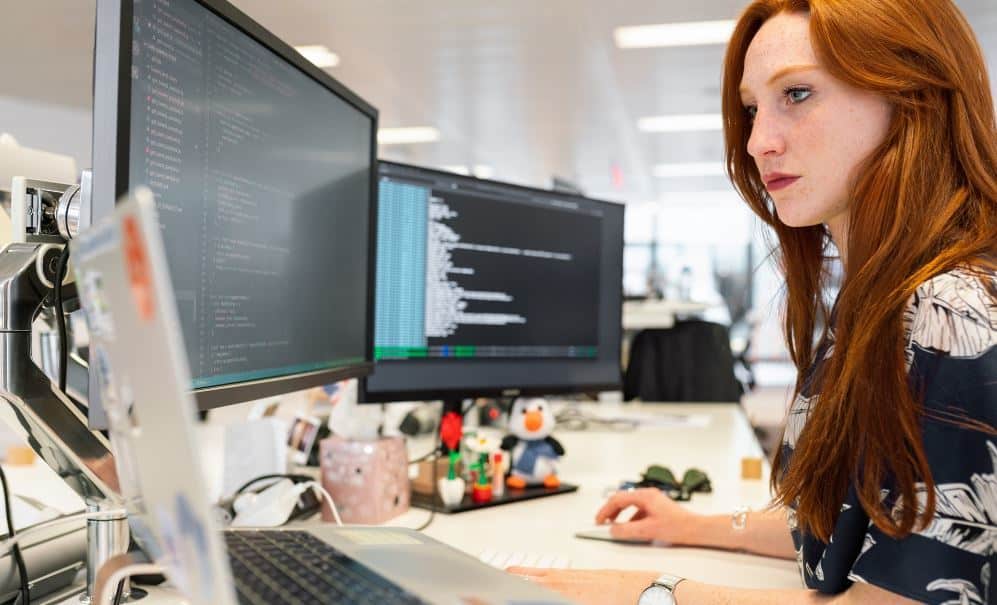 A QA engineer looks at code.